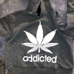 Dark gray “addicted” crop hoodie